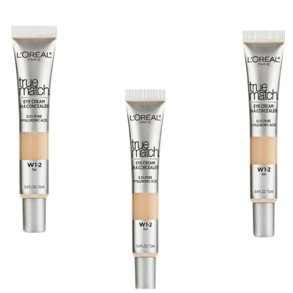 L'Oreal True Match Eye Cream in a Concealer Fair W1-2 Hyaluronic Acid Set of 3